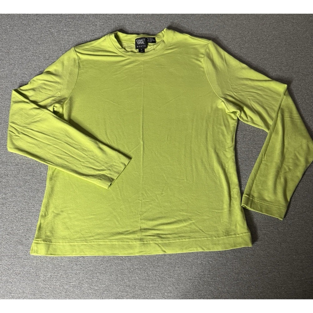 Worth Women's Medium Lime Green Long Sleeve Shirt scoop